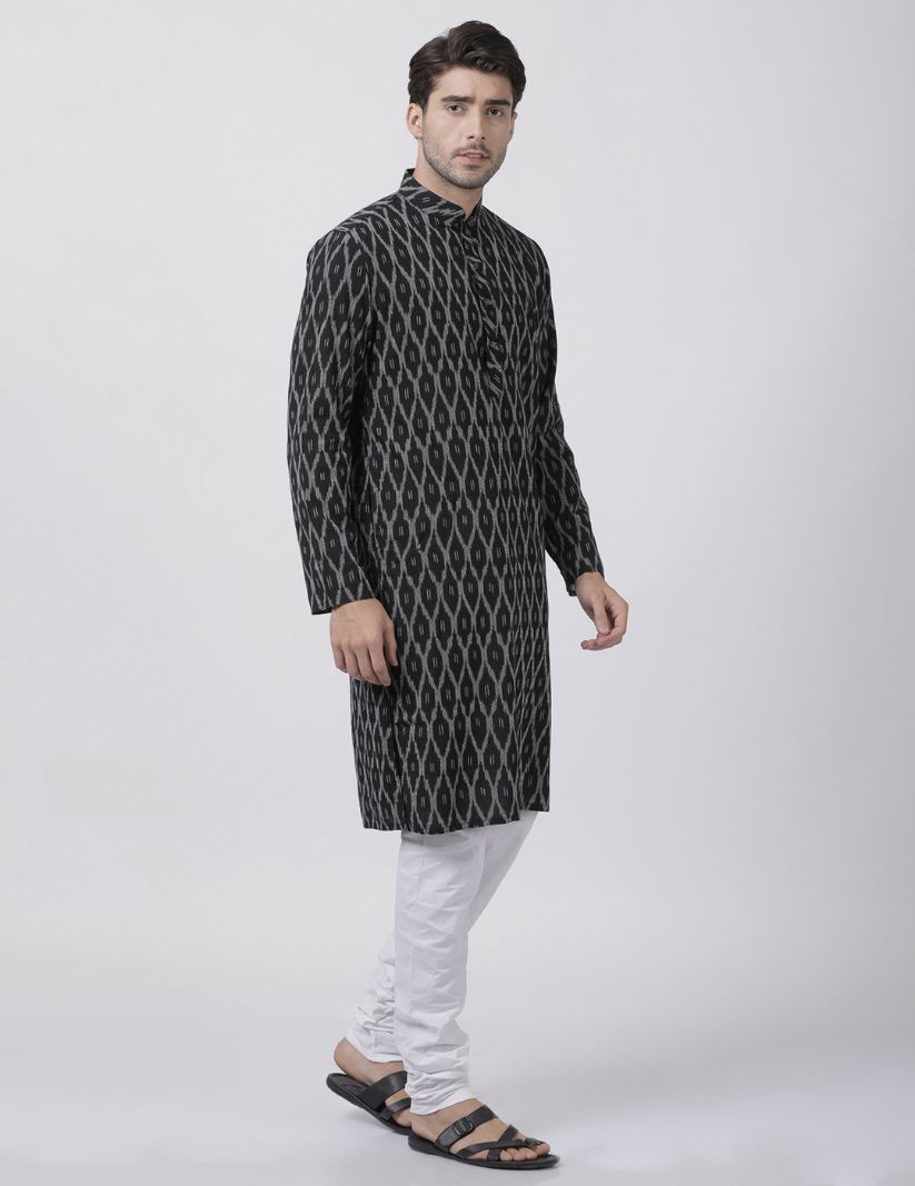 Men's Black Pure Cotton Kurta