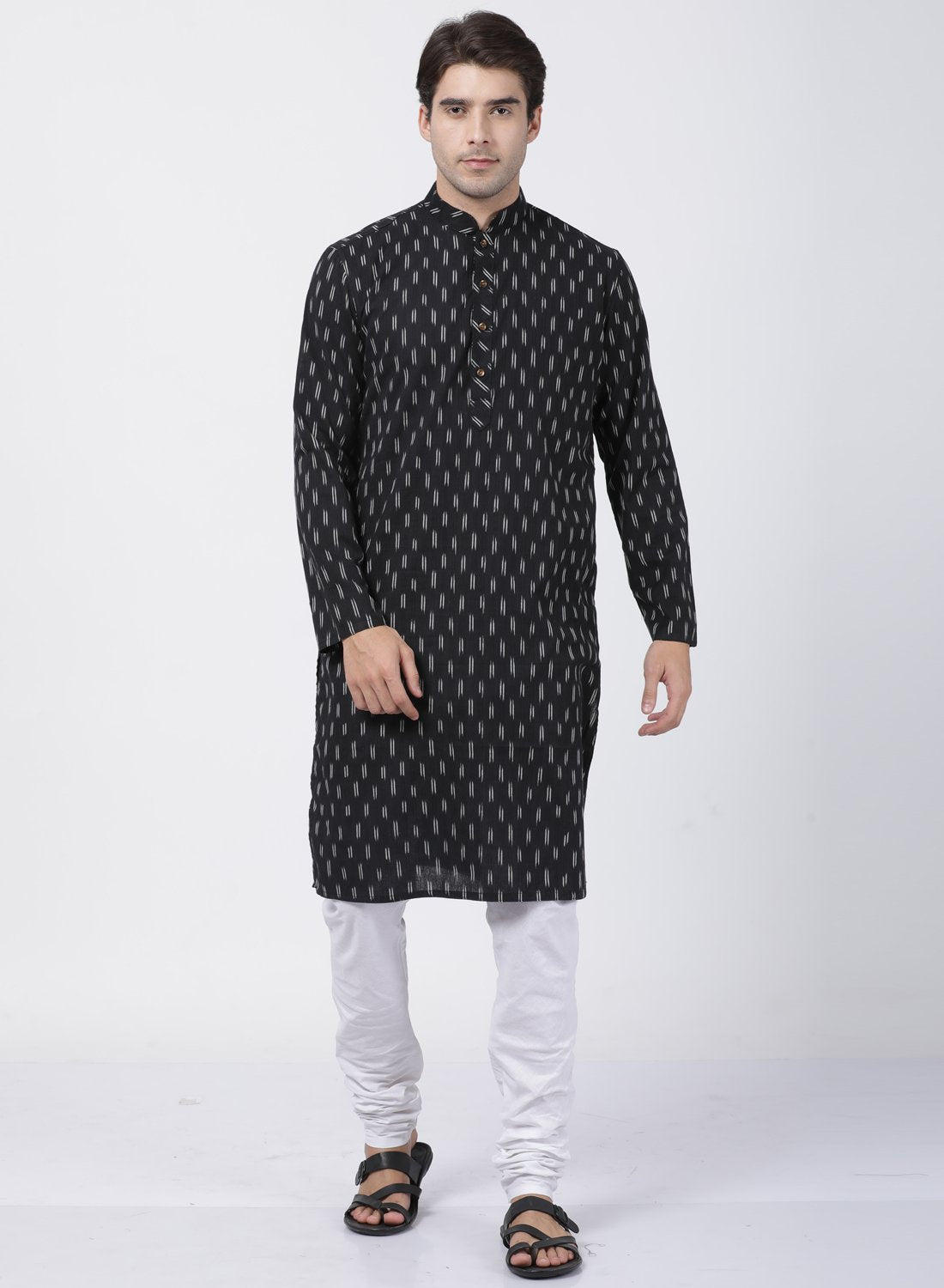 Men's Black Pure Cotton Kurta and Pyjama Set