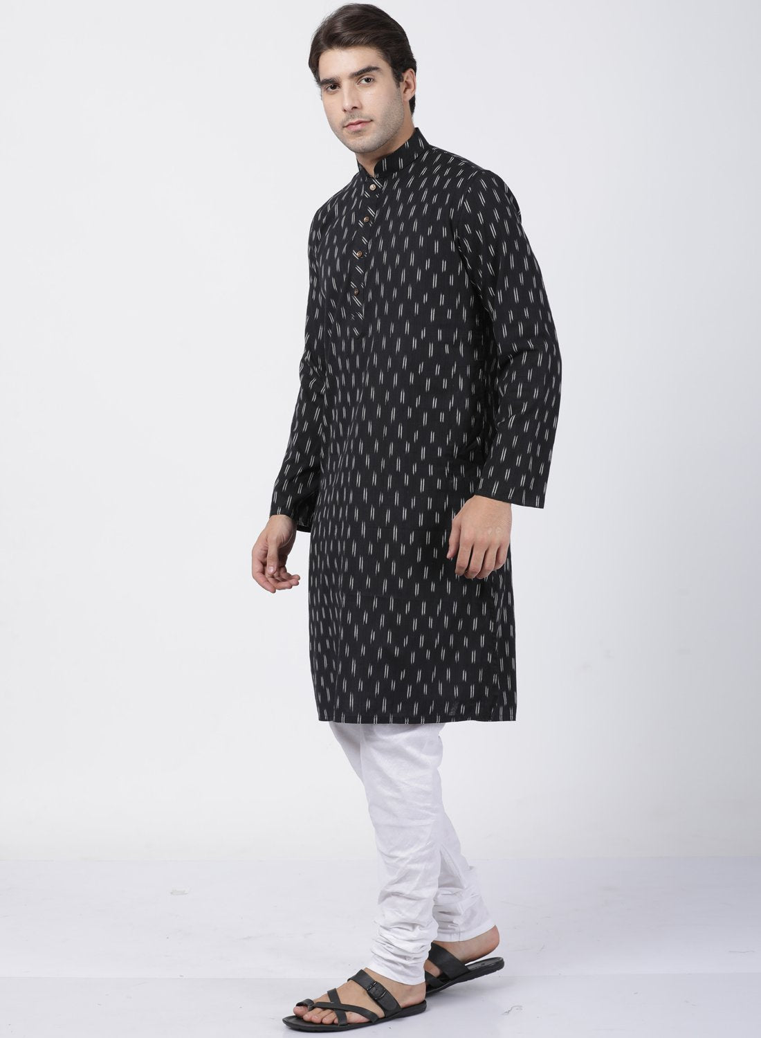Men's Black Pure Cotton Kurta and Pyjama Set