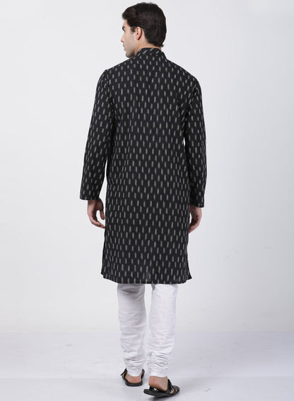 Men's Black Pure Cotton Kurta and Pyjama Set