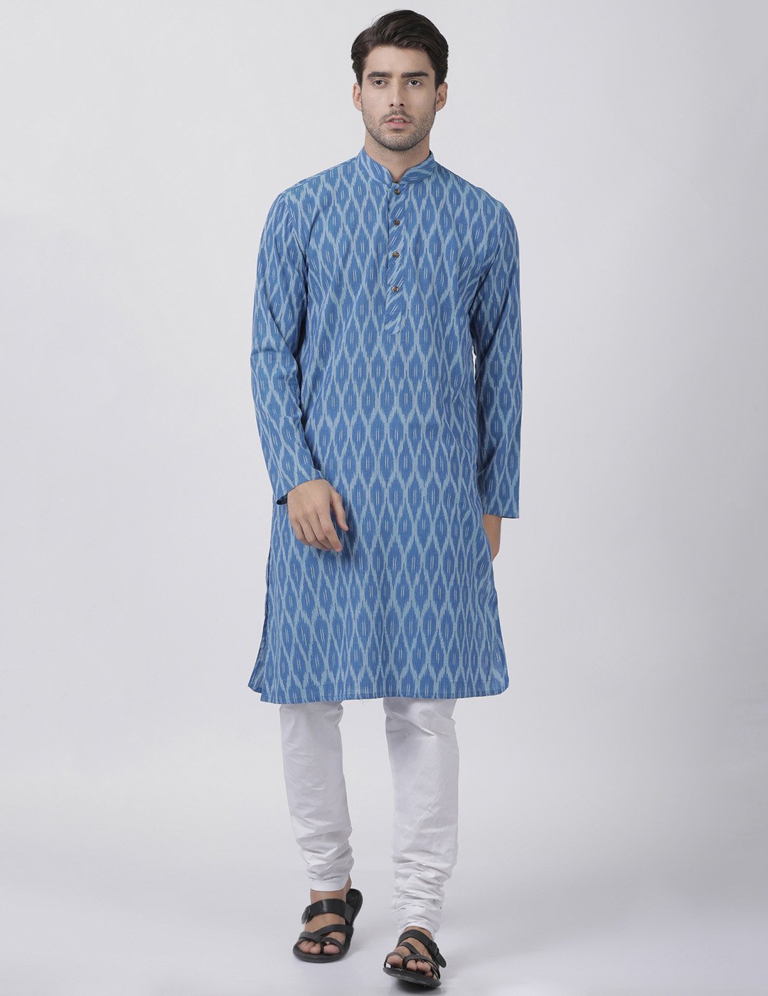 Men's Blue Pure Cotton Kurta and Pyjama Set