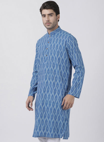 Men's Blue Pure Cotton Kurta and Pyjama Set