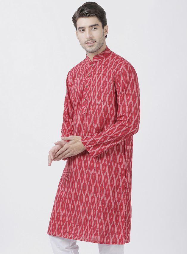 Men's Maroon Pure Cotton Kurta