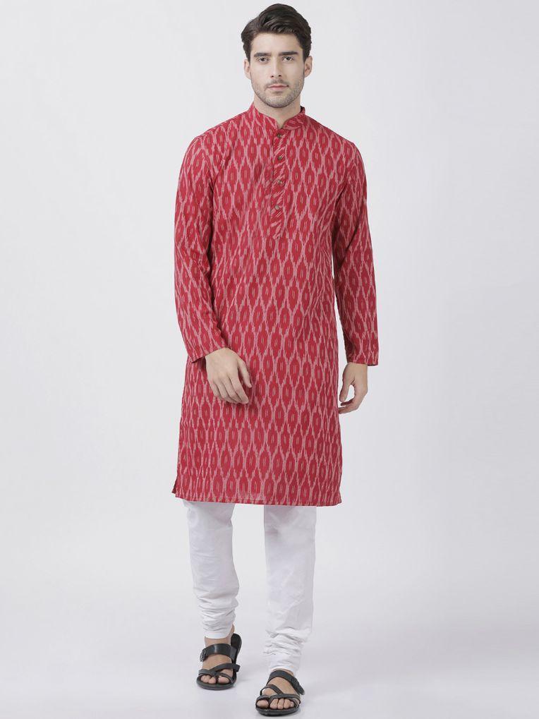 Men's Maroon Pure Cotton Kurta