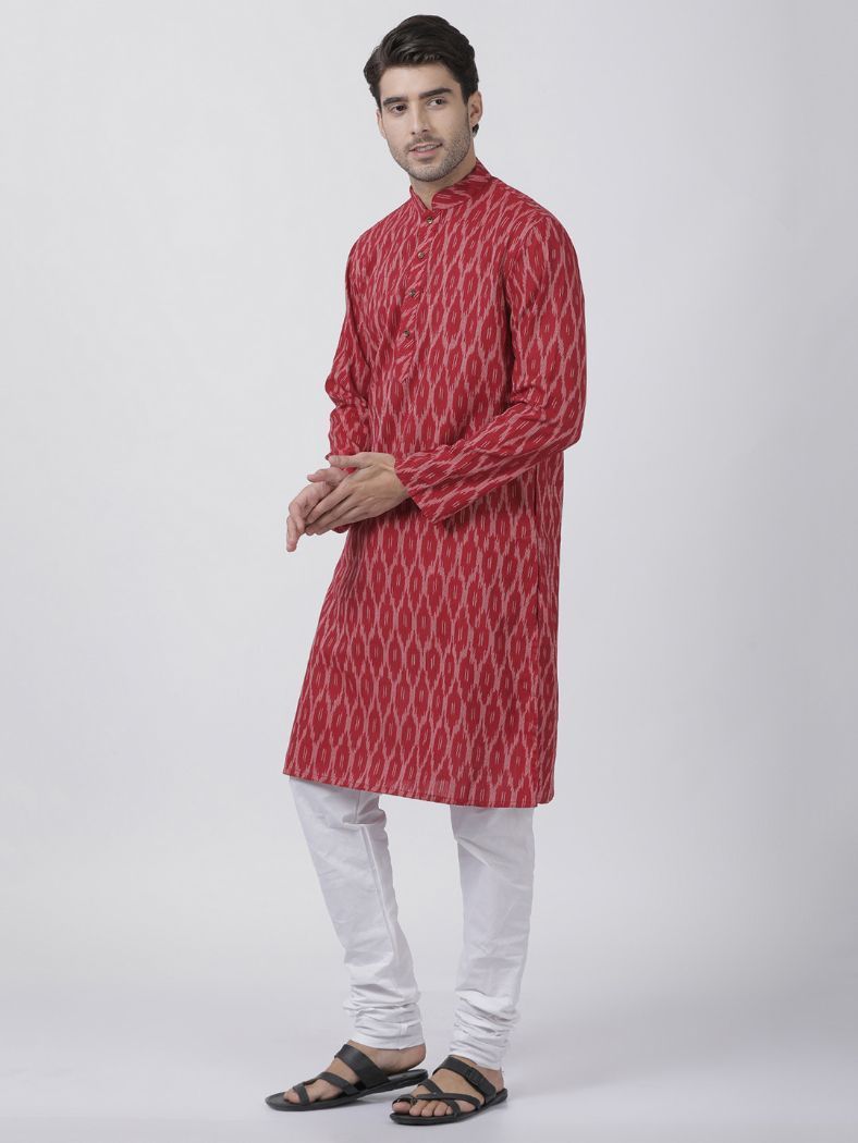 Men's Maroon Pure Cotton Kurta and Pyjama Set