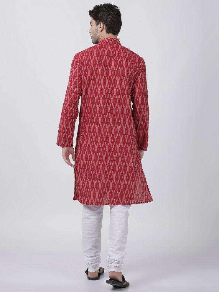Men's Maroon Pure Cotton Kurta and Pyjama Set