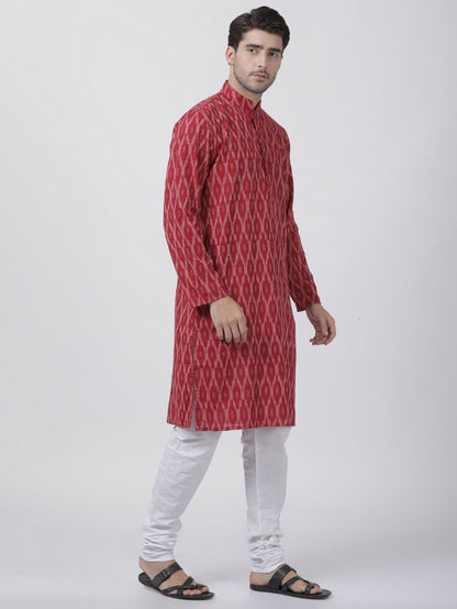 Men's Maroon Pure Cotton Kurta and Pyjama Set