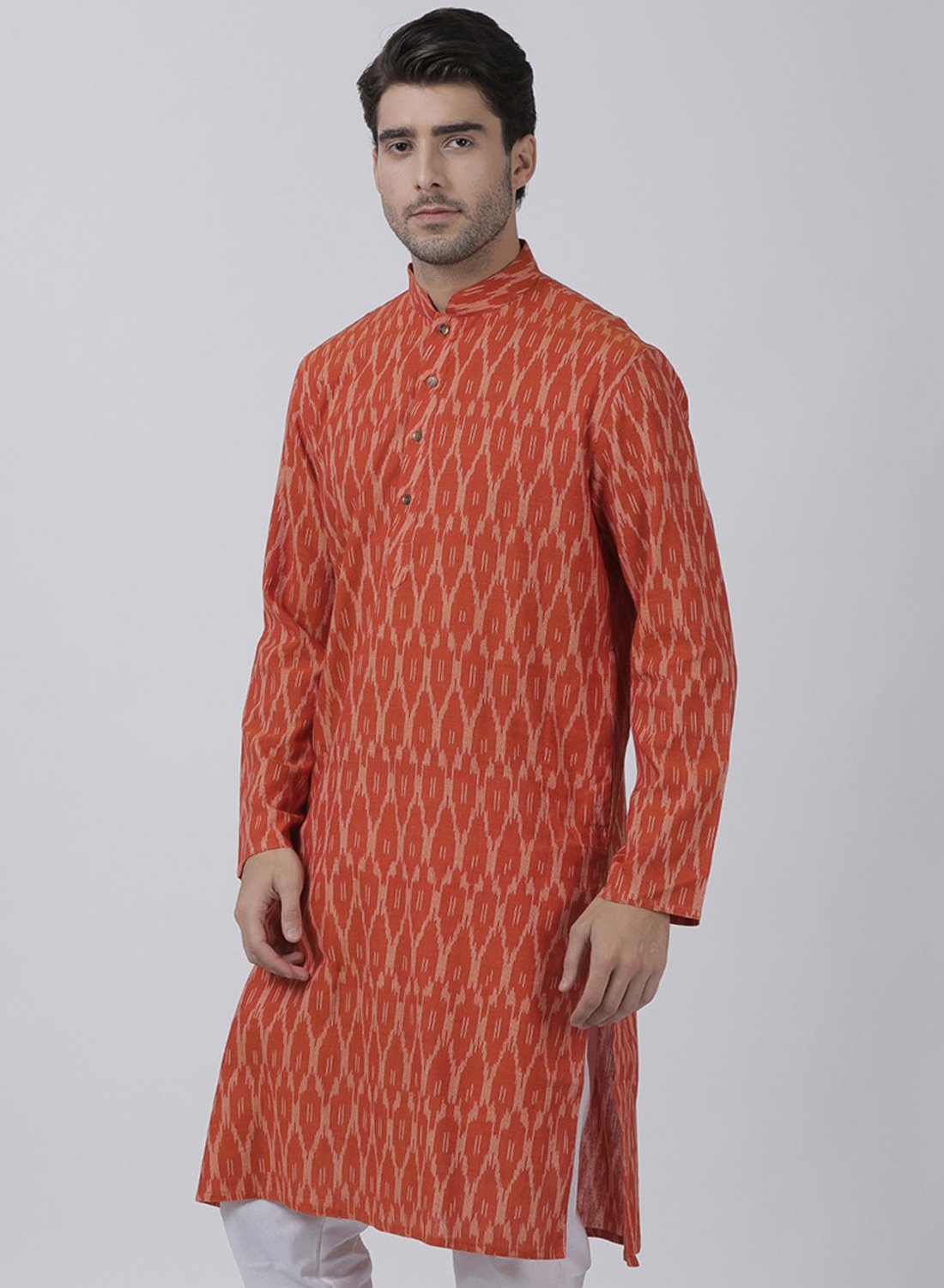Men's Orange Pure Cotton Kurta