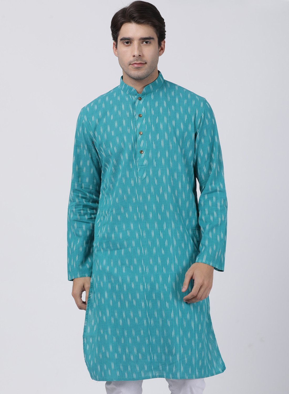 Men's Light Blue Pure Cotton Kurta and Pyjama Set