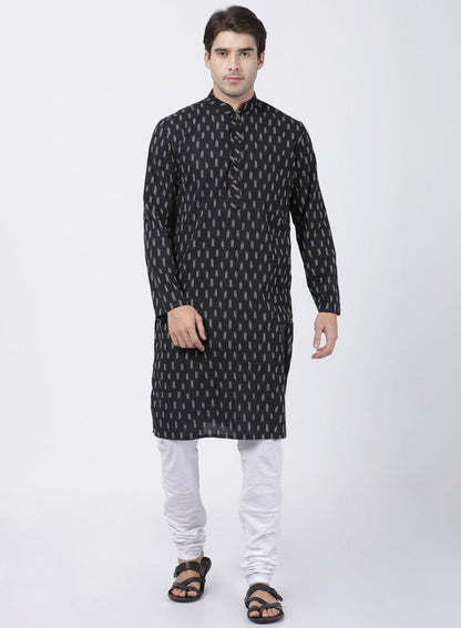 Men's Black Cotton Kurta