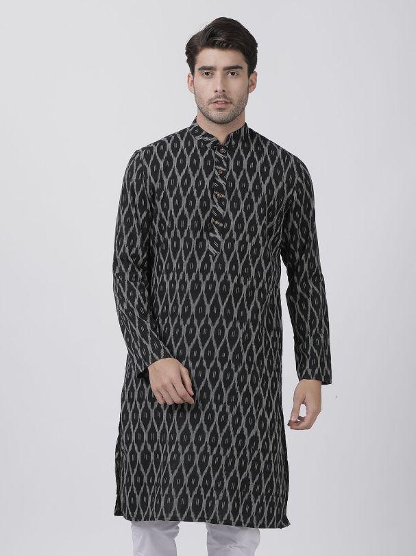 Men's Black Pure Cotton Kurta
