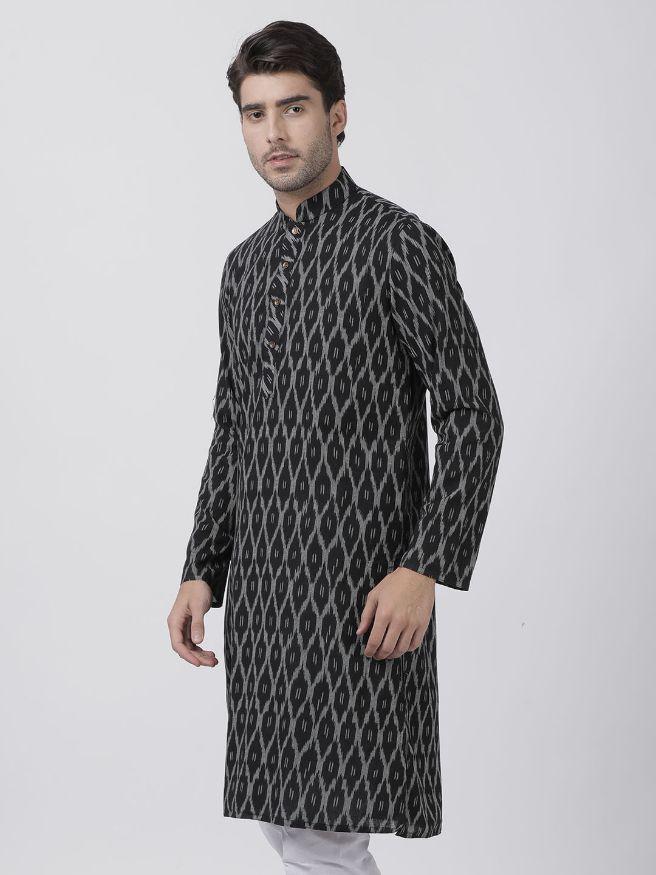 Men's Black Pure Cotton Kurta