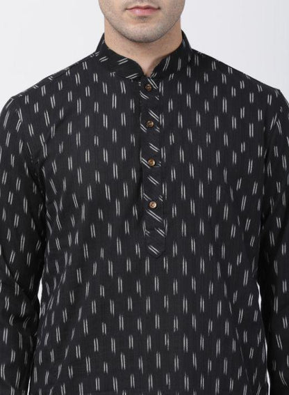 Men's Black Pure Cotton Kurta and Pyjama Set