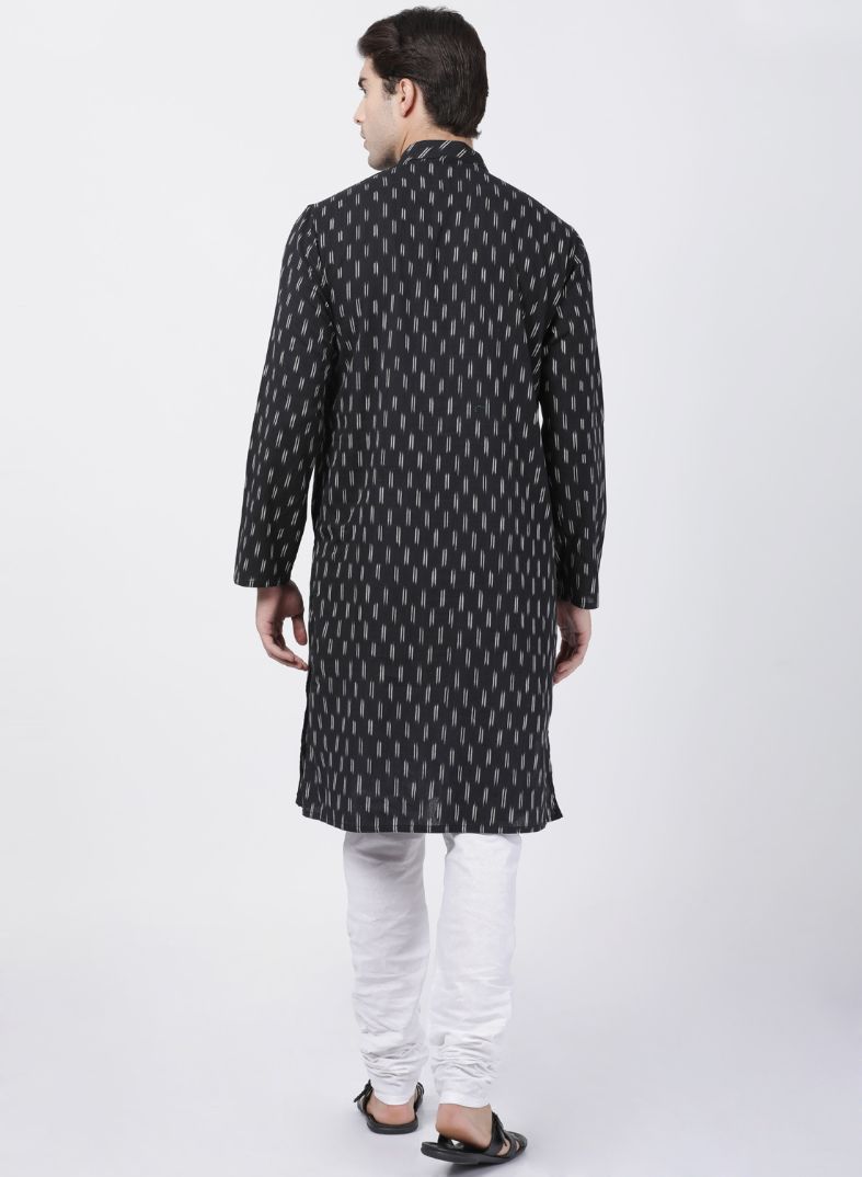 Men's Black Pure Cotton Kurta and Pyjama Set