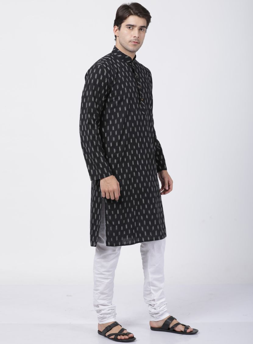 Men's Black Pure Cotton Kurta and Pyjama Set