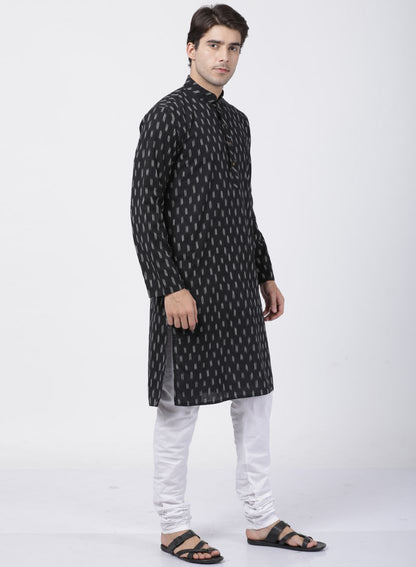Men's Black Pure Cotton Kurta and Pyjama Set