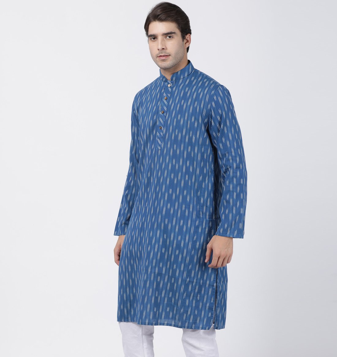 Men's Blue Cotton Kurta