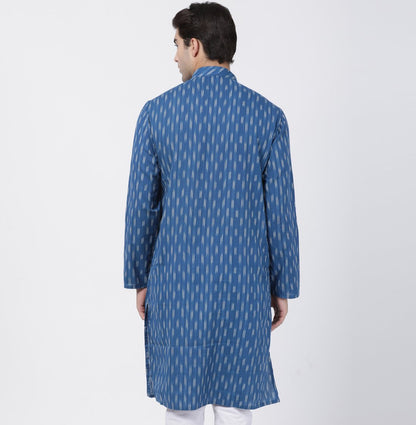 Men's Blue Cotton Kurta