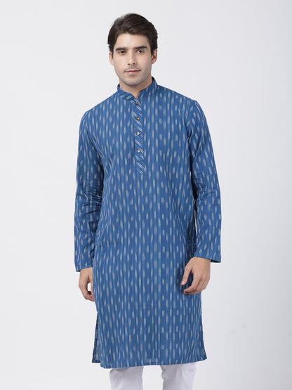 Men's Blue Cotton Kurta