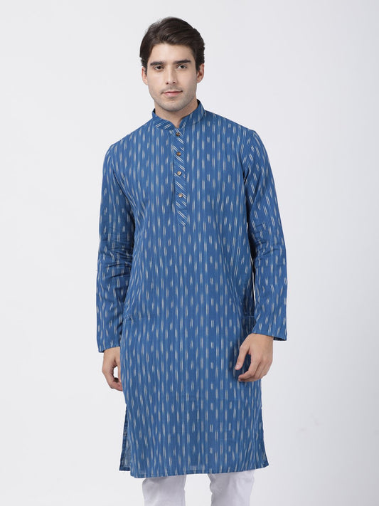 Men's Blue Cotton Kurta