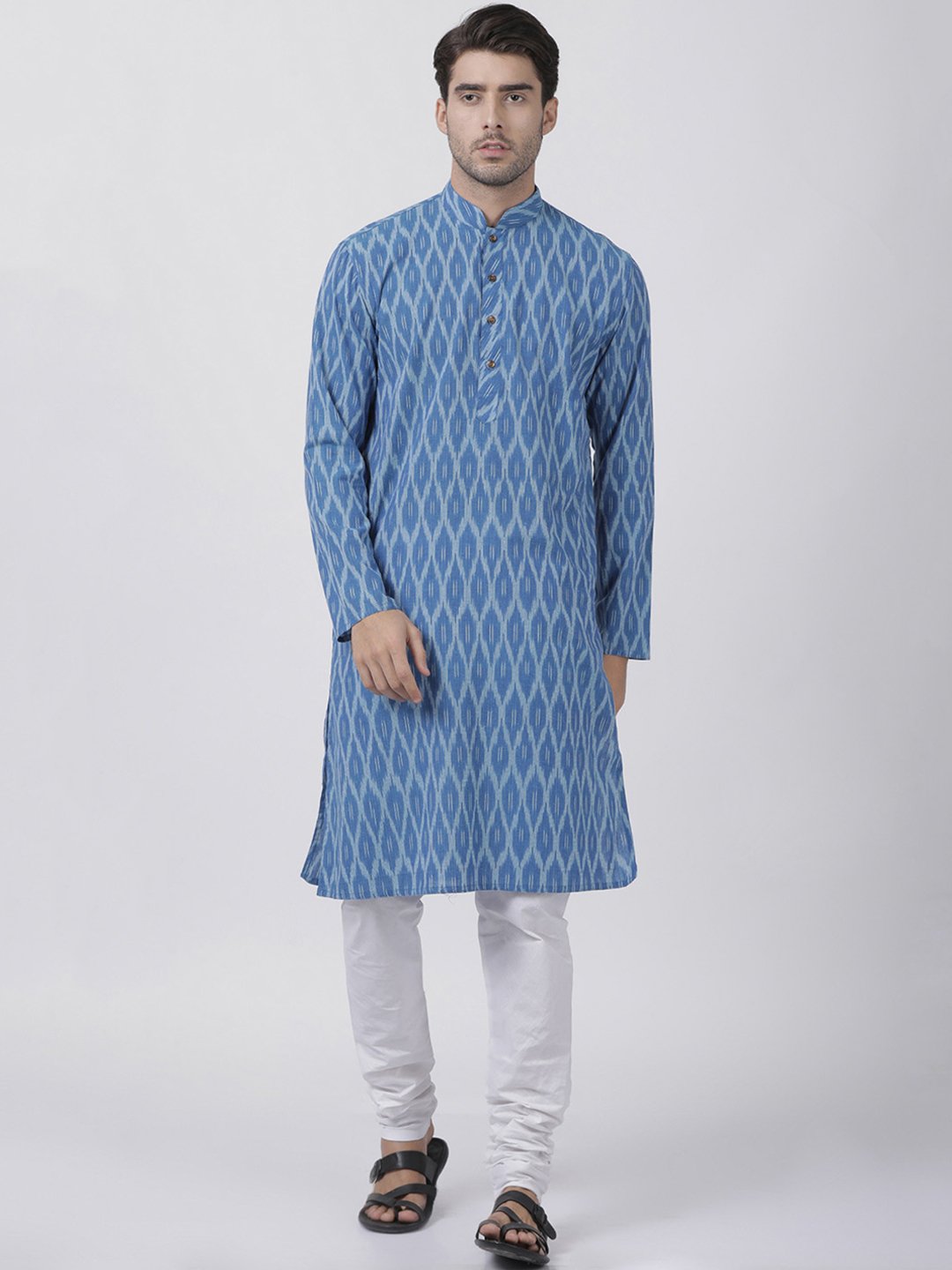 Men's Blue Pure Cotton Kurta and Pyjama Set