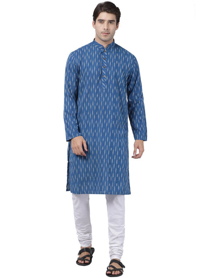 Men's Blue Pure Cotton Kurta and Pyjama Set