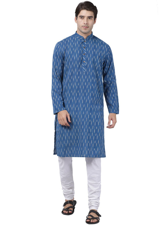 Men's Blue Pure Cotton Kurta and Pyjama Set