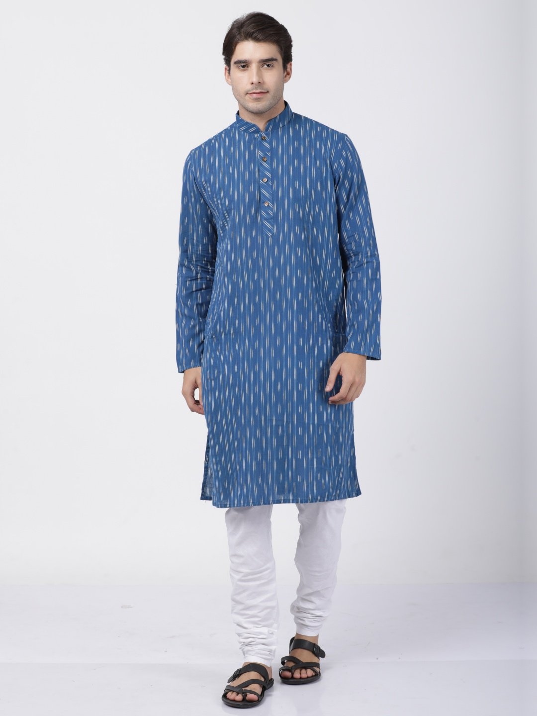 Men's Blue Cotton Kurta