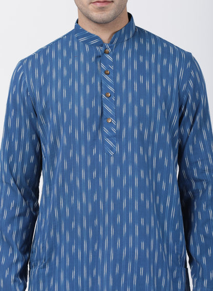 Men's Blue Cotton Kurta