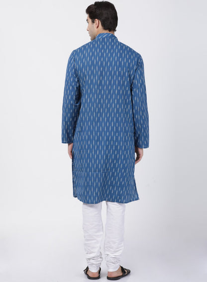Men's Blue Pure Cotton Kurta and Pyjama Set