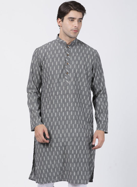 Men's Grey Pure Cotton Kurta