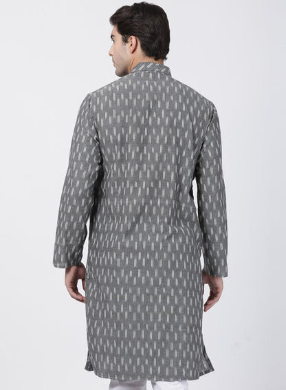Men's Grey Pure Cotton Kurta