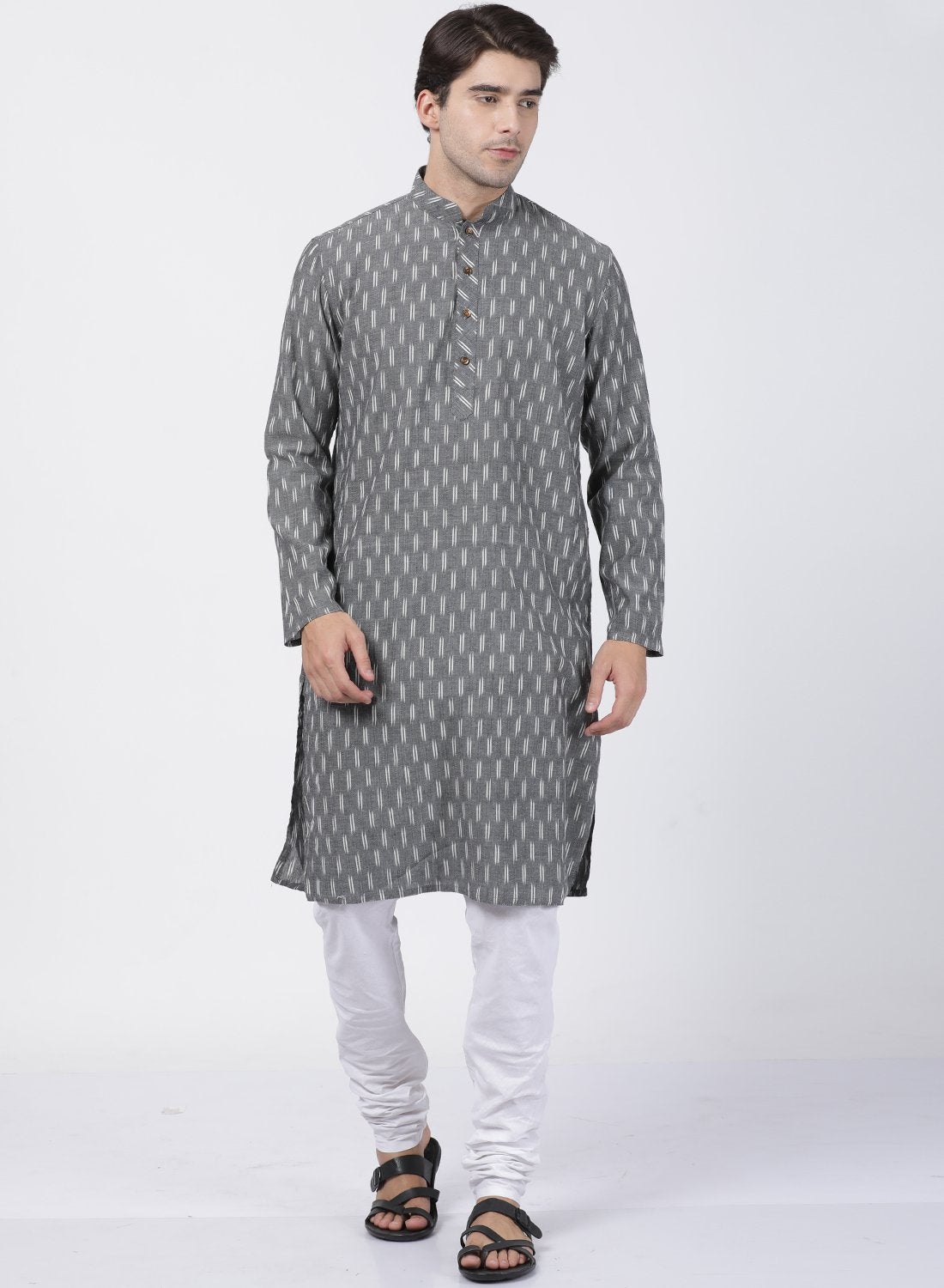 Men's Grey Pure Cotton Kurta