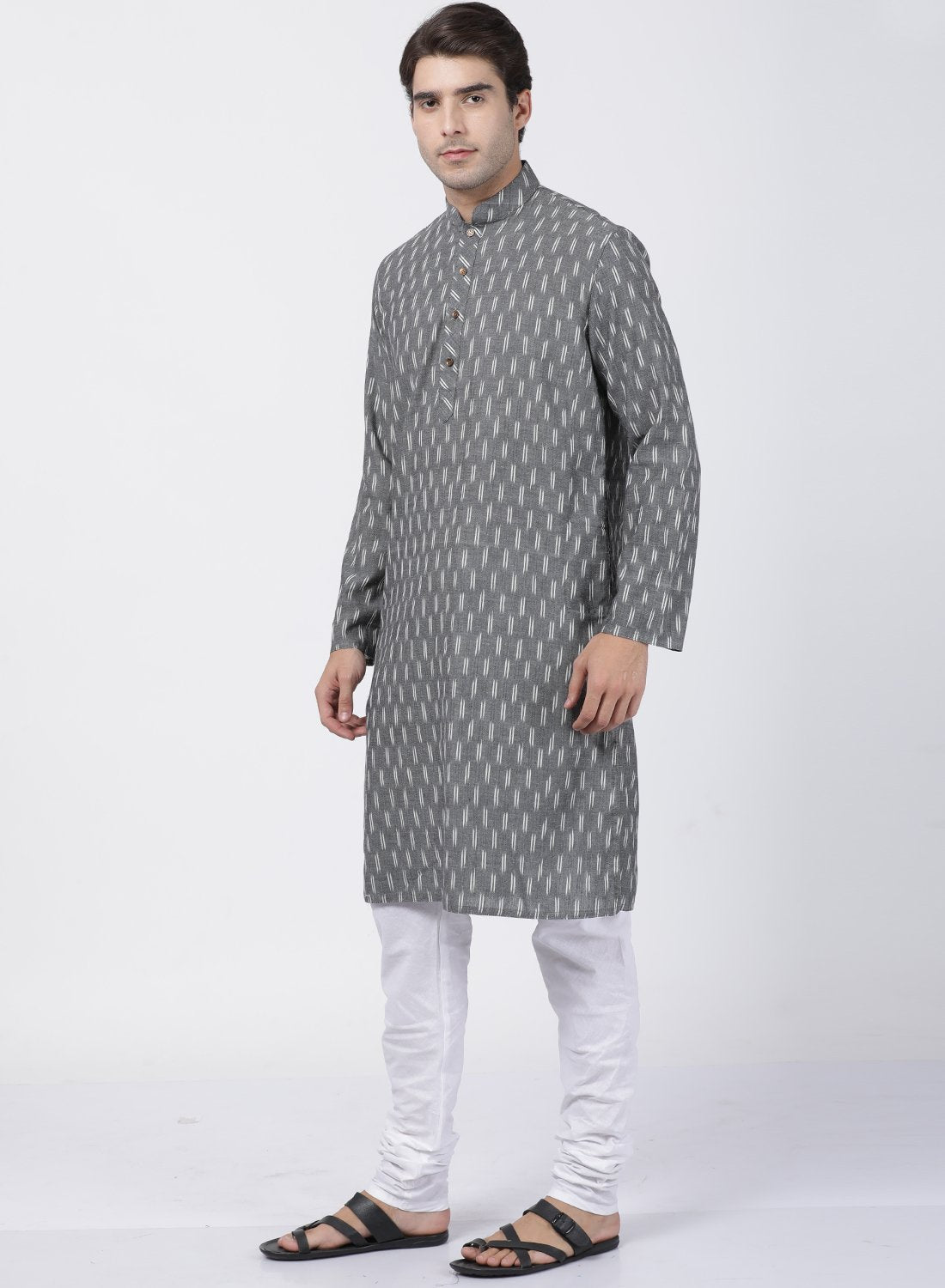 Men's Grey Pure Cotton Kurta and Pyjama Set