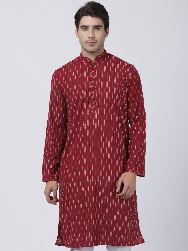 Men's Maroon Pure Cotton Kurta