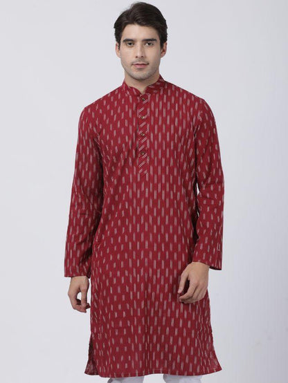 Men's Maroon Pure Cotton Kurta
