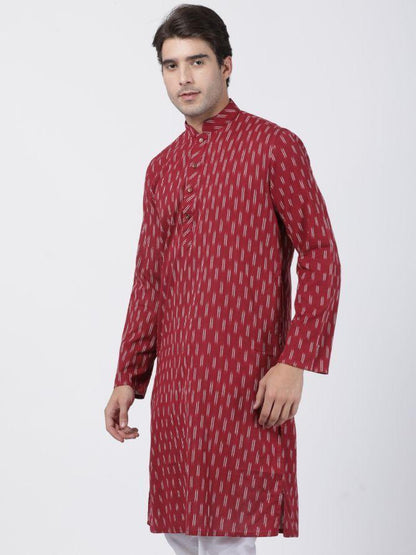 Men's Maroon Pure Cotton Kurta