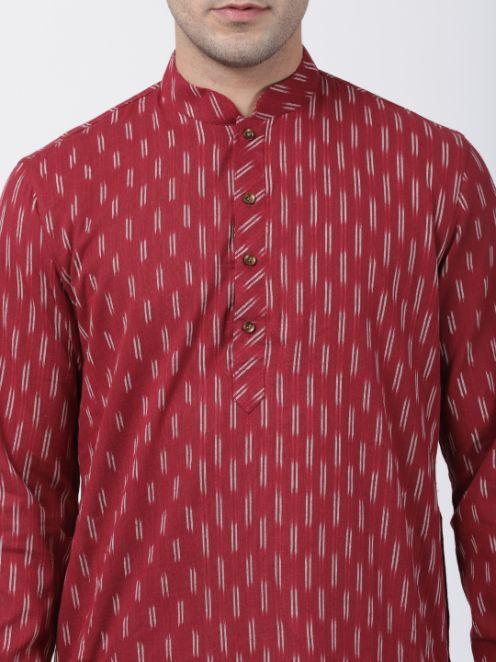 Men's Maroon Pure Cotton Kurta