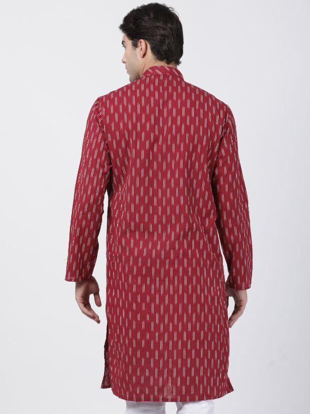 Men's Maroon Pure Cotton Kurta