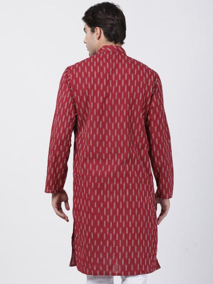 Men's Maroon Pure Cotton Kurta
