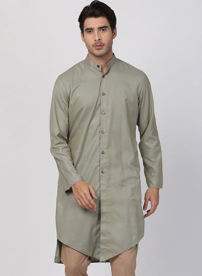 Men's Light Green Cotton Kurta