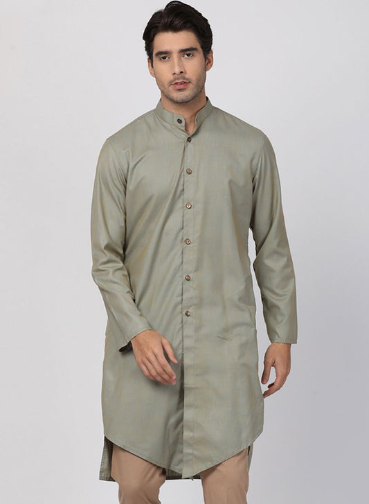 Men's Light Green Cotton Kurta