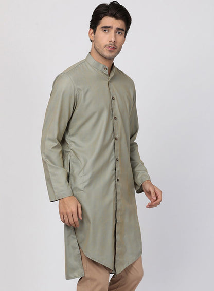 Men's Light Green Cotton Kurta