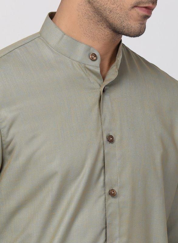 Men's Light Green Cotton Kurta
