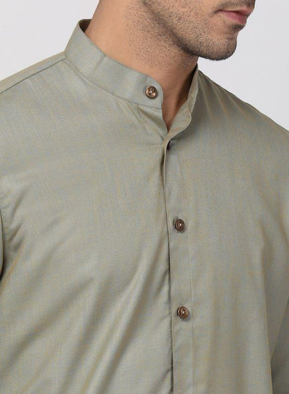 Men's Light Green Cotton Kurta