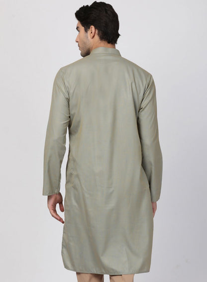 Men's Light Green Cotton Kurta