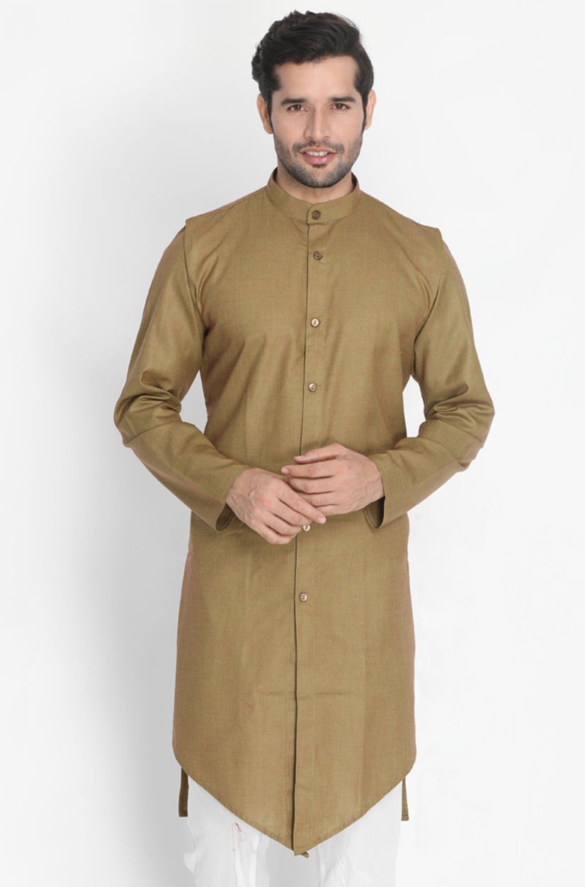 Men's Brown Cotton Kurta