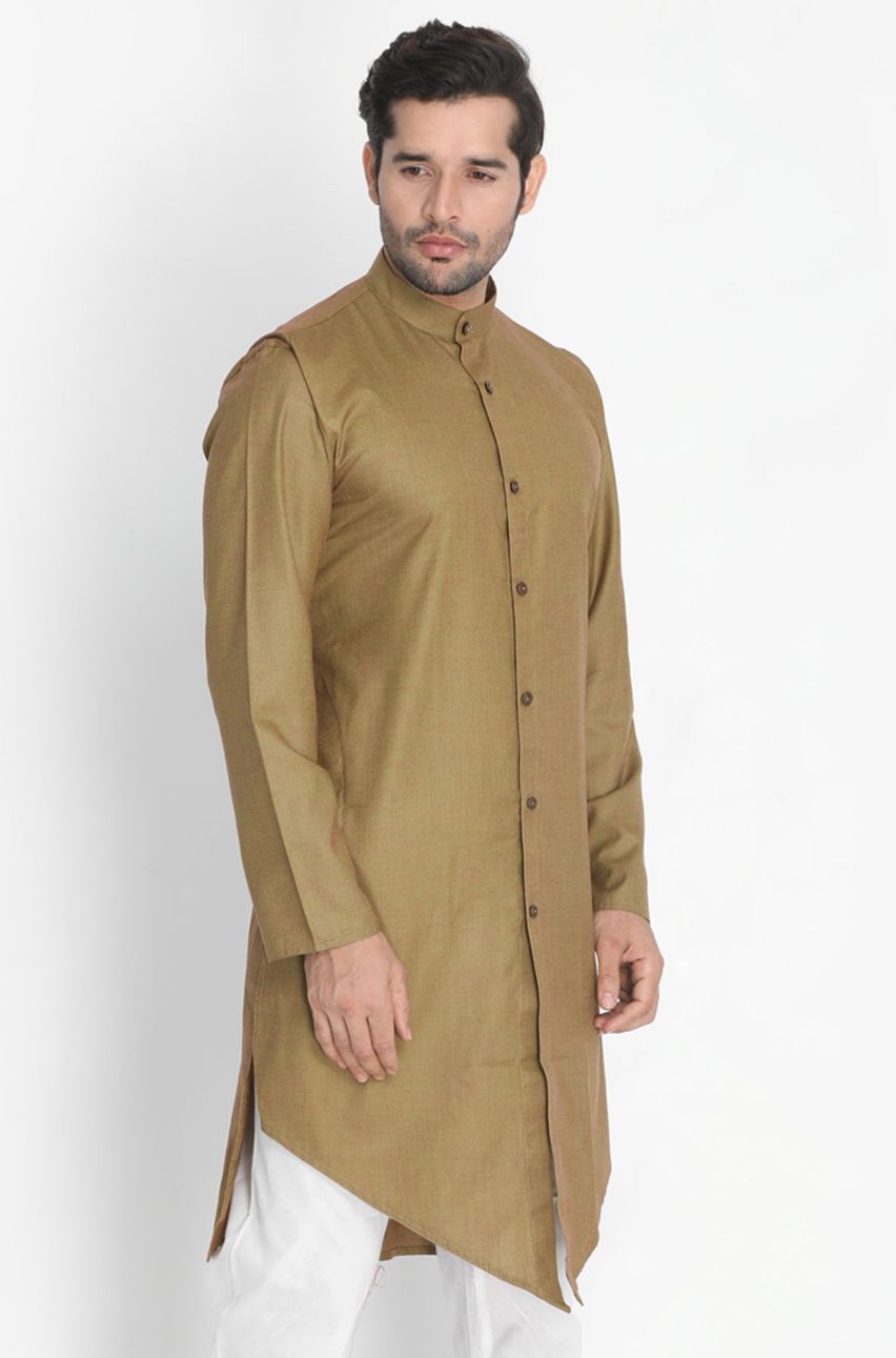 Men's Brown Cotton Kurta