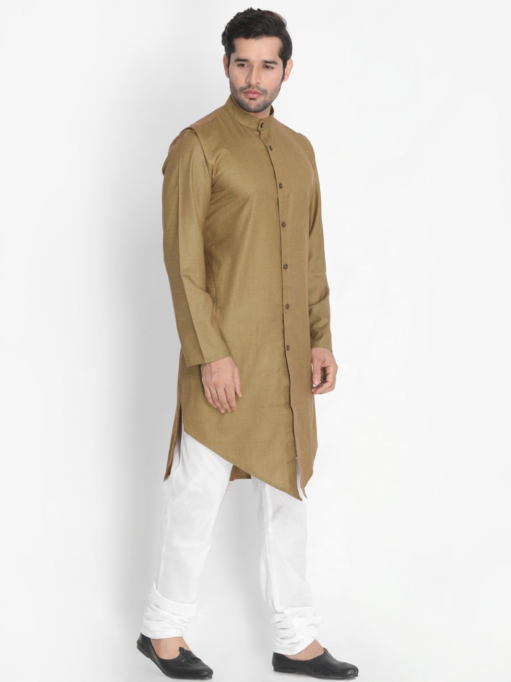 Men's Brown Cotton Blend Kurta and Pyjama Set