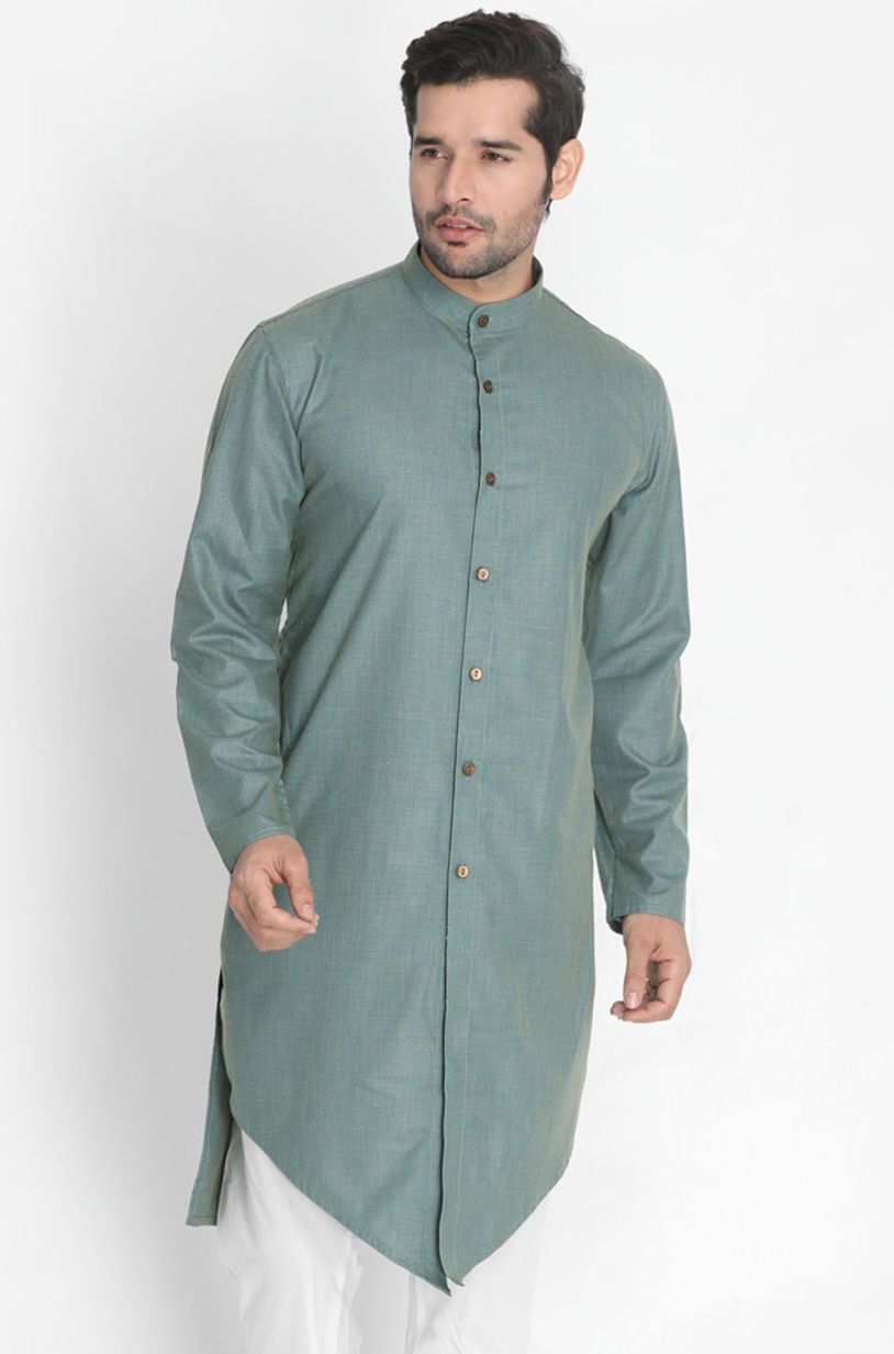 Men's Green Cotton Kurta